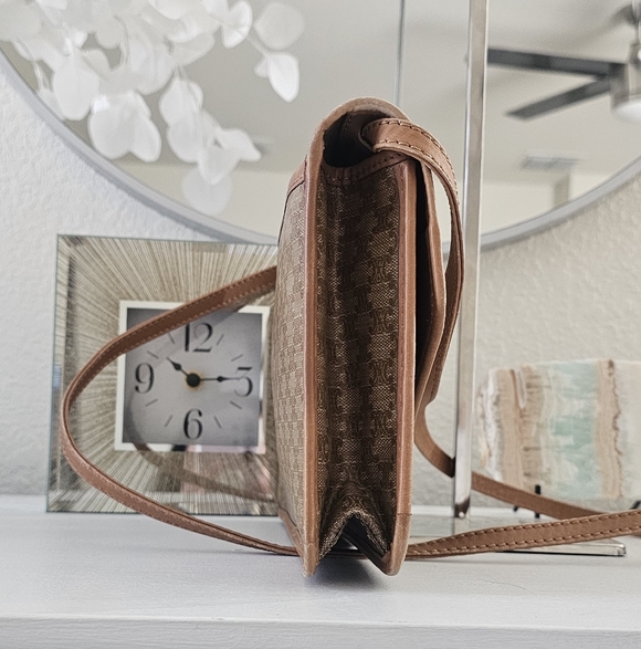 GUC Celine Brown Triomphe Macadam Crossbody w/ COA - Picture 6 of 14